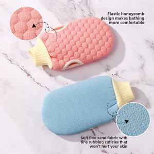 Gant de toilette multifonctionnel double face en rayonne, serviette de bain tendance en nid d'abeille, non abrasive pour la peau, forme ovale - Product Image 2