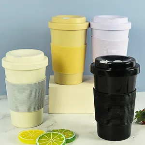 Stampa logo tazze a sublimazione da 15 once tazza da caffè riutilizzabile in PLA biodegradabile con coperchio