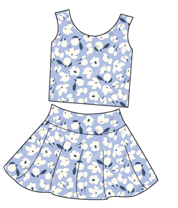 Nuevo Conjunto de 2 Piezas de Tela de Yoga para Niñas Pequeñas: Top Corto sin Mangas y Falda con Vuelo en Línea A, Ropa Deportiva para Jugar y Descansar a Diario - Product Image 4