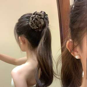 Pince à cheveux banane en velours français, couleur unie, imprimé léopard, en plastique et tissu, accessoire pour fête - Product Image 5