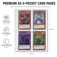 Classeur transparent A5 PP à 6 trous, pages intérieures, porte-cartes de jeu TCG Pokémon, 4 pochettes, pochette pour cartes K Pop/Bollywood/Autres stars