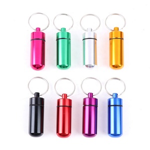 Wholesale Promotional Travel Aluminum Mini Metal Pill Case Holder Box Keyring Keychain
