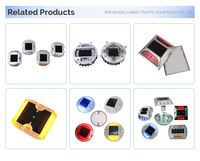 Borne routière LED à œil de chat, clignotante, blanche, rouge, jaune, bleue, double réflecteur, alimentée par énergie solaire, étanche (IP68), en aluminium, pour ingénieurs