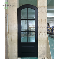 Portes intérieures en bois pour maisons Portes intérieures françaises prémontées avec 6 panneaux de verre Porte extérieure ronde en bois massif