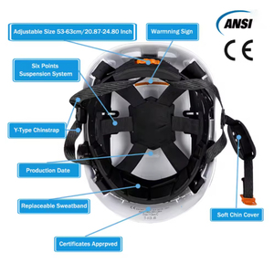 建設安全ヘルメット ABS ハードハット 調節可能な換気システム Y タイプ 6 サスペンションポイント 53-63CM スロット付き屋外作業用 - Product Image 2