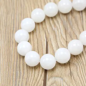 Bestone Hot Sale White Jade Gemstone Round Beads for DIY Jewelry Making