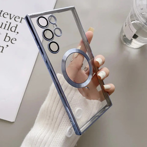 Custodia Magnetica Trasparente con Ricarica Wireless e Protezione Lente in Vetro TPU Morbido per <span class=keywords><strong>iPhone</strong></span> 15 Plus, 16 Pro Max, 17, 16E - Design Elegante e Placcato - Product Image 4