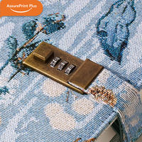 Carnet de notes vintage B6 en tissu floral avec serrure à combinaison, stylo, pochette, logo personnalisé, cadeau, journal intime pour femmes, bureau, voyage