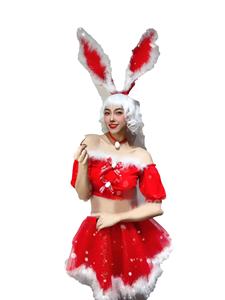 Costume da Coniglietta Rossa per Discoteca, Capodanno e Natale, Abito Soffice e Vaporoso per Spettacoli di Danza, 100% Poliestere - Product Image 5
