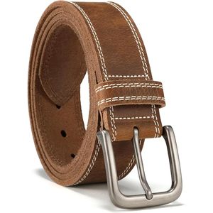 Genuine Leather <b>Belt</b> Cowhide Floral Embroidery Vintage Style <b>Silver</b> Pin <b>Buckle</b> Casual Men's <b>Belt</b> Durable Design - Product Image 4
