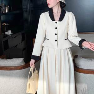 秋季罗马2件套女式长袖上衣和裙子套装优雅服装批发 - Product Image 2