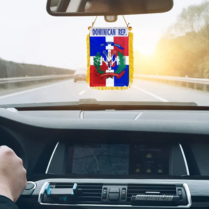 Bandiera della <span class=keywords><strong>Repubblica</strong></span> Dominicana con Frange per Finestrino, Decorazione per Specchietto Retrovisore Auto con Ventosa, per Decorazione Auto - Product Image 3
