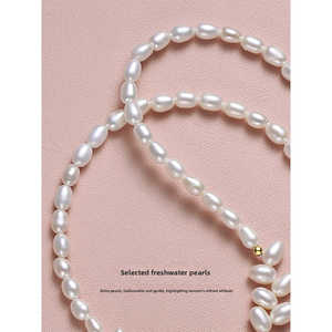 สร้อยคอเจ้าหญิงไดอาน่าประดับลูกปัดแบบใหม่ยอดนิยมปี 2025 สร้อยคอเม็ดข้าวสาลีประดับมุกน้ำจืดปี 2025 สร้อยคอมุก - Product Image 5