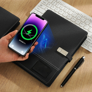 A5 <span class=keywords><strong>PU</strong></span> Bìa Máy Tính Xách Tay Ngân Hàng Điện Với Khóa Từ Tính Sạc Không Dây Máy Tính Xách Tay Với 3 Cáp USB Cho Điện Thoại Di Động - Product Image 4