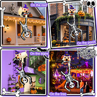 Decoración Inflable de Halloween para Exteriores Perrito que Tira de una Calavera para Decoración de Patio Adecuada para Fiestas Interiores y Exteriores Jardín