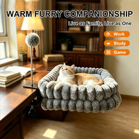Lit de bureau pliable pour chat avec hamac rembourré double face, peut être installé sur le bureau, prend en charge les modèles OEM et ODM.