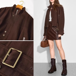Giacca moderna con collo alto di ispirazione retrò per le donne nuovo stile autunnale con orlo rilassato e polsini raccolti <span class=keywords><strong>Trench</strong></span> <span class=keywords><strong>donna</strong></span> - Product Image 3