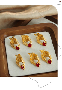 Boucles d'oreilles minimalistes en acier inoxydable, bijoux plaqués or 18 carats, zircon rouge, boucles d'oreilles clous épaisses pour femmes - Product Image 5