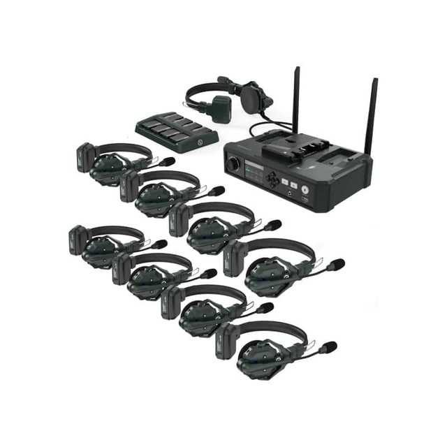 Hollyland Solidcom C1 9 Set Lavalier Microphone 2.4G Wireless Intercom Headset System for 8-Person Team Communication