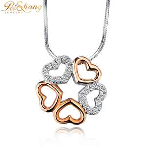 Bijoux personnalisés, conception unique, collier à breloques rondes en argent sterling 925 avec fines <span class=keywords><strong>fives</strong></span>, pendentif cœur creux en cz micro pavé - Product Image 2