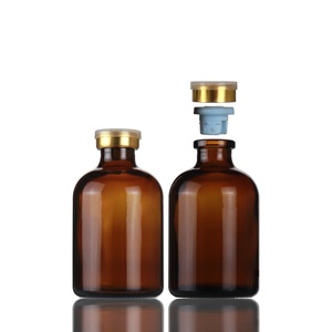 Flaconcino di vetro spesso ambrato di alta qualità da 50ml con tappo in gomma <span class=keywords><strong>per</strong></span> medicina - Product Image 2