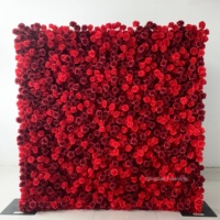 Mur de fleurs artificielles en soie réaliste, rose, 3D, enroulable, rose, 8 pieds x 8 pieds, taille personnalisable, vente chaude