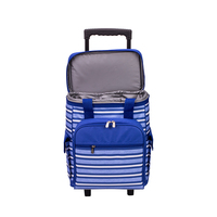 4-Personen Isolierte Wiederverwendbare Polyester-Trolley-Picknicktasche mit Kühlfach, Seitentaschen, Tragegriff und Weicher Fleece-Decke
