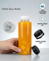 Bouteilles en plastique transparentes PET cylindriques de 350 ml (12 oz) pour jus, boissons liquides, lait, café, avec bouchon, impression d'autocollants personnalisés
