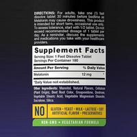Comprimés de mélatonine à dissolution rapide Bioby OEM Private Label 12 mg, saveur baies, 100 % sans médicament, complément alimentaire pour le sommeil, 180 unités