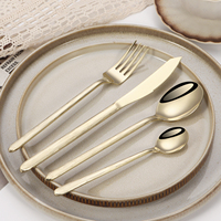 Ensemble de couverts de luxe en or champagne, acier inoxydable de haute qualité, couteau, fourchette, cuillère à grain de bois, pour cadeau de mariage