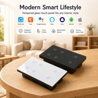 Interrupteur intelligent Wi-Fi Zigbee 147 Tuya à télécommande, grand panneau 6 voies, panneau en verre, compatible Tuya Smart Life