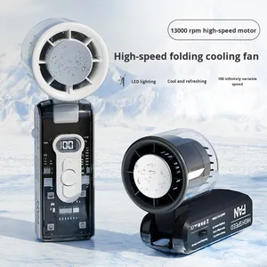 Stock limité Ventilateur à main noir 2024 Plus de cinq ventilateurs à main avec support Ventilateur à main personnalisé - Product Image 1