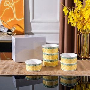 Bol en porcelaine de luxe à motif floral avec couvercle, ensemble de bols à soupe, mini pot à soupe en céramique, pot en céramique de 8 pouces, ensemble de vaisselle en céramique - Product Image 2