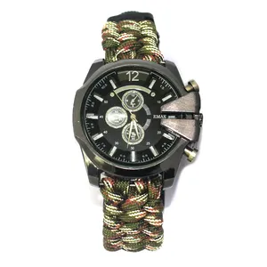 Bergsteigen Paracord Survival Uhr, benutzer definierte Logo Camping Survival Paracord Uhr