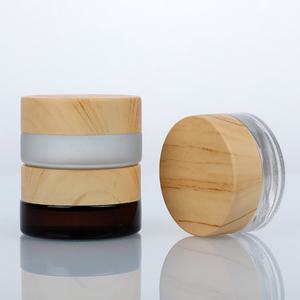 ขวดแก้วใสฝ้าทรงกลมขนาดเล็ก 5 กรัม 5 มล. สำหรับบรรจุภัณฑ์ครีมบำรุงรอบดวงตาสีเหลืองอำพัน พร้อมฝาพลาสติกไม้ไผ่ - Product Image 3