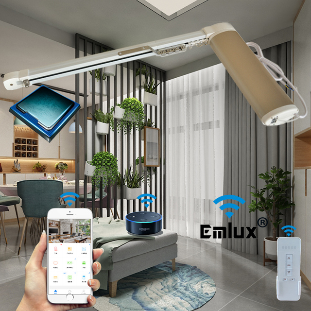 Smart Wi-Fi Electric Curtain Motor for Roller Blinds, Wireless Motorized Track System