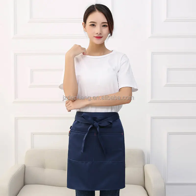 Waiter half length apron household with two pockets women's smock for adults anti fouling coffee shop apron