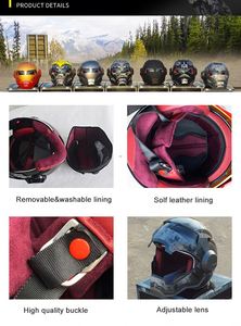 Casco de Motocicleta con Diseño Artístico de Iron Man y Transformers, Casco Integral de Seguridad, Casco Retro sin Visera - Product Image 5