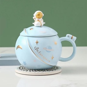 Cangkir Keramik Kreatif Grosir untuk Perjalanan, Hadiah Mug Susu Astronot Planet Kartun untuk Anak-Anak - Product Image 6