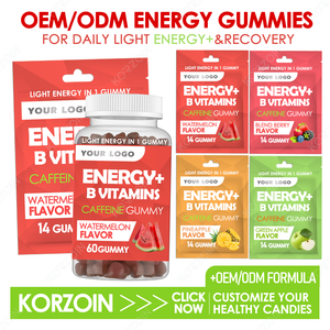 Caramelle Gommose OEM con Complesso di Caffeina Naturale e Vitamina <span class=keywords><strong>B</strong></span>, Integratori Energetici e per la Concentrazione con L-Teanina, Gusto Anguria - Product Image 2