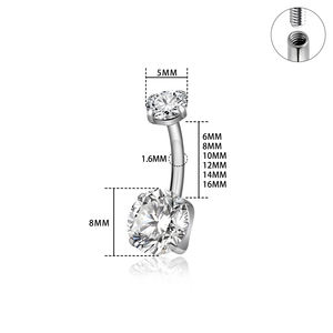 Venta al por mayor G23 Titanio 14G Ombligo Anillos Claro Cuatro Puntas CZ Vientre Ombligo Anillo Estilo Básico Mujeres Cuerpo Piercing Joyería - Product Image 3