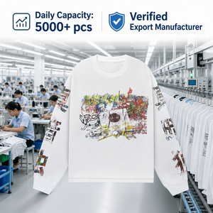 Wholesale Bulk Distressed Y2K Thermal <b>Waffle</b> Long Sleeve Oversized T-<b>shirt</b> Manufacturer 330gsm Heavyweight Streetwear Character - Product Image 5
