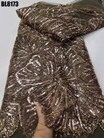 Tissu en dentelle de tulle africain vert citron doux en gros, avec perles et broderies de paillettes, 5 yards, pour robes et sacs