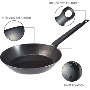 Sartén Profesional de Acero al Carbono Negro sin Recubrimiento, Wok para Restaurante, Cocina de Gas e Inducción - Product Image 5