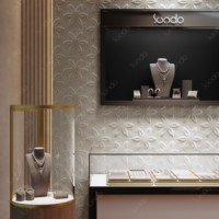 Desain Meja Pajangan Toko Ritel Mewah Sundo Warna Putih, Furnitur Toko Perhiasan, Etalase Perhiasan Kaca dengan Lampu LED