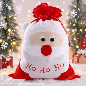 Bolsa de Regalo Navideña Sublimada con Diseño de Perro, Bolsa Roja con Cordón para Navidad, Bolsa de Santa Claus para Navidad - Product Image 1