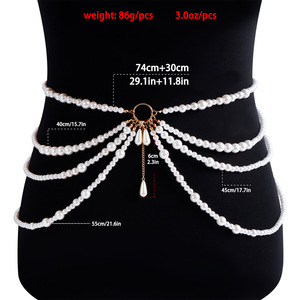 Ceintures de taille multicouches en perles pour femmes, avec anneaux métalliques et pampilles, bijoux de corps élégants et décoratifs pour vêtements – Vente en gros - Product Image 2