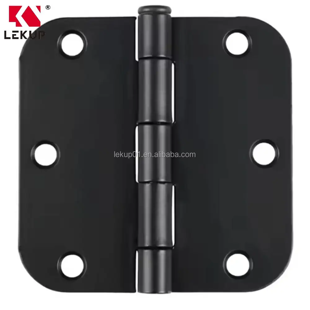 Hardware Accessory Furniture Round Corner Square Hinge Customization Security House Flush Hinge 3.5 inch Matte Black Door Hinges