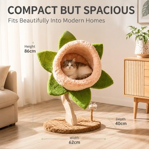 Moderno e Grazioso <span class=keywords><strong>Tiragraffi</strong></span> per Gatti in Legno con Motivi Floreali e Palo in Sisal per Gatti <span class=keywords><strong>da</strong></span> Interno, Decorazione per la Casa a Tema Halloween - Product Image 6
