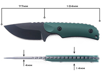 Couteau à lame fixe en acier D2 haute dureté, lame de 3,8 mm, manche en G10 vert foncé, couteau tactique de survie compact de 7 pouces